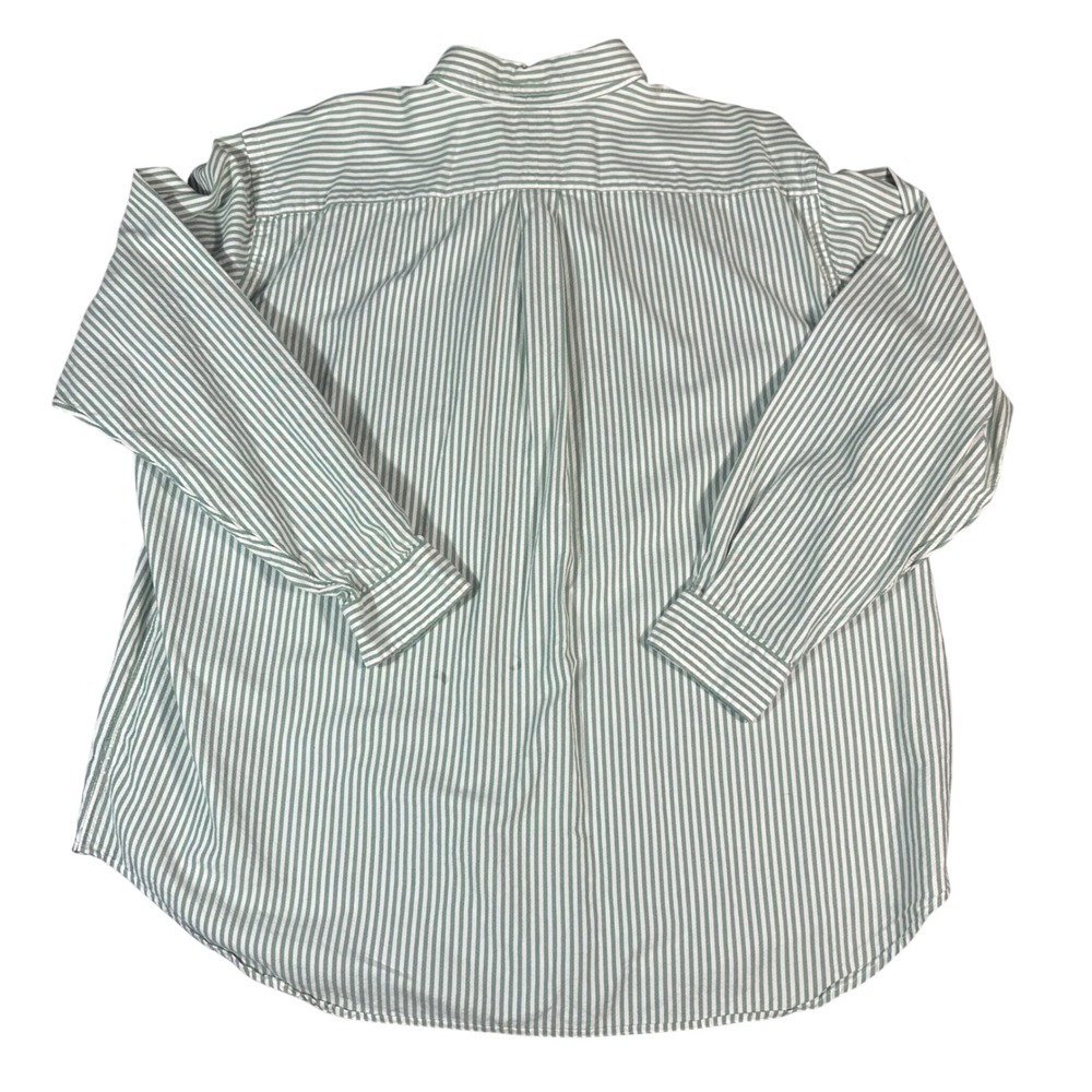 Ralph Lauren Button Down Shirt Mens 2XB Green White Striped Classic Fit Oxford - Picture 3 of 10